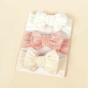 16 Colors Newborn Cotton Corduroy Pretty Soft Elastic Headband Solid Color Cute Bowknot Headband For Baby Girls Hair Accessories