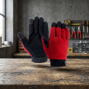 Gants de travail antidérapants en PU JNA GROUP, bouts des doigts texturés, poignet élastique, gants de sécurité polyvalents, épaisseur 4 mil, 10 pouces, rouge - Product Image 4