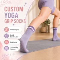 Chaussettes de yoga antidérapantes personnalisées avec logo, chaussettes de pilates respirantes et confortables en tricot pour femmes