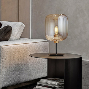 <span class=keywords><strong>Lampe</strong></span> de chevet en verre à bouton-poussoir LED au design nordique de luxe léger pour chambre à coucher et salon - Product Image 1