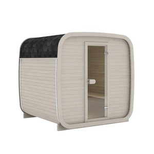 Sauna Exterior Cuadrada de Madera de Pino Blanco Sólido para 4 Personas, con Calentador Eléctrico de 6KW, Color Personalizado Tradicional - Product Image 3