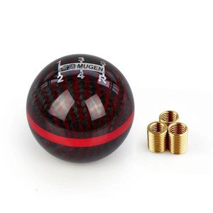 หัวเกียร์คาร์บอนไฟเบอร์ Mugen 6 สปีด เกียร์ธรรมดา หัวบอลสีแดง อะไหล่ตกแต่งภายในรถยนต์ - Product Image 5