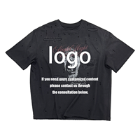 T-shirts Gothiques Vintage Déchirés à Patchs Irréguliers Motif Main de Vampire Streetwear Homme et Femme Surdimensionnés Personnalisés