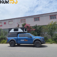 Carpa de techo para camioneta Huntoo de fácil instalación, doble capa, impermeable, para 2 personas, con diseño de refuerzo recto.