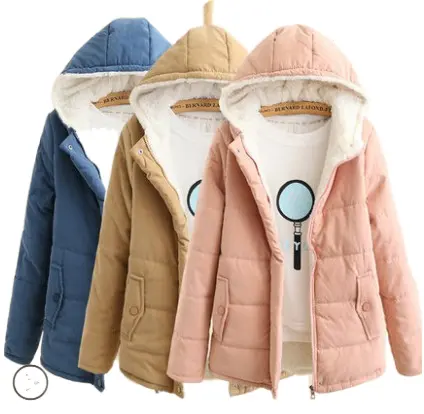 2020Autumn and winter New thickened Korean style hooded cotton-padded coat women's long-sleeved bread coat cotton coat