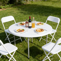 Table pliante en plastique robuste et moderne pour 6 à 12 personnes, de 48 à 72 pouces (4, 5 et 6 pieds), idéale pour banquets, événements, mariages et hôtels - Vente en gros