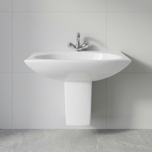 Gorgeous Design Rectangle Half Pedestal Ceramic Wash Basin Eco Friendly Water Resistant Economical - Product Image 1