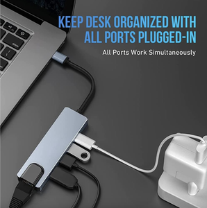 <span class=keywords><strong>Adaptador</strong></span> Hub <span class=keywords><strong>USB</strong></span> C 5 en 1 con <span class=keywords><strong>HDMI</strong></span> 4K, Ethernet de 1000 Mbps, <span class=keywords><strong>USB</strong></span> 3.0, <span class=keywords><strong>USB</strong></span> 2.0 y PD de 100 W, Dongle Multipuerto para MacBook, iPad y Laptop, Venta al Por Mayor - Product Image 4