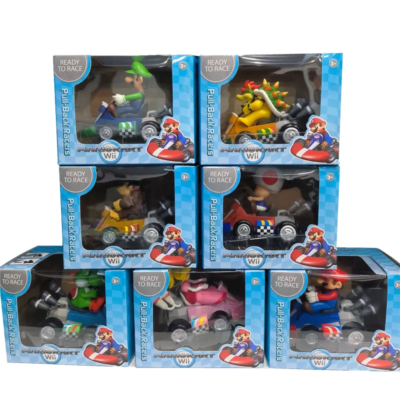 Jouet personnalisé OME PVC plastique cadeau bowser princesas sentada hongos Mario bros figuras Mario Racecar Mario Car Kart