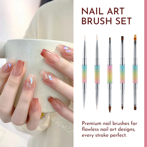 Ensemble de 5 brosses à ongles à double extrémité avec logo personnalisé, manche dégradé pastel, outils de manucure multi-usages pour salon - Product Image 5