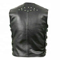 Gilet de motard en cuir de vache original pour homme, gilet de motard de Style punk américain avec sangle à boucle