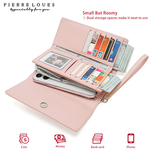 Pierre Loues Women's <b>Long</b> <b>Wallet</b> Black Pink Solid Color Large Capacity RFID Blocking Everyday Use - Product Image 5