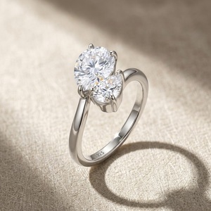 แหวนหมั้นมอสซาไนต์ทรงกลมเจียระไนแบบบริลเลียนท์ ชุบทอง 22K เงินแท้ S925 ประดับแบบหนามเตย เครื่องประดับผู้หญิงสุดคลาสสิก - Product Image 4