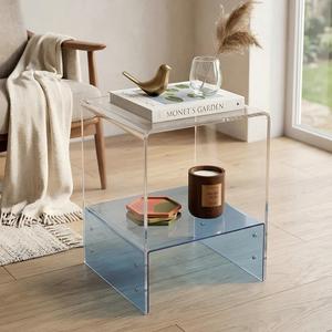 Clear Acrylic <strong>Side</strong> <strong>Table</strong>, Narrow Nightstand Bedside <strong>Table</strong> for Bedroom, <strong>Skinny</strong> Small End <strong>Table</strong> - Product Image 1