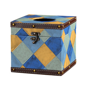 Boîte à mouchoirs Mystic Arts carrée en bois et cuir, décorative pour la maison, le salon, style antique 4243C - Product Image 5