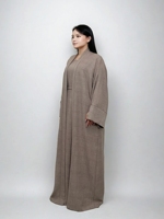 LM038 Ensemble Abaya trois pièces avec ceinture Cardigan ouvert texturé en crêpe froissé avec poche intérieure de ceinture Robe islamique