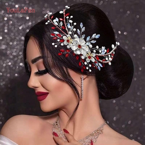 YouLaPan HP934 Diadema Elegante para Mujer, con Cristales Brillantes y Flores de Pedrería, Hecha a Mano, para Novias y Eventos - Product Image 4