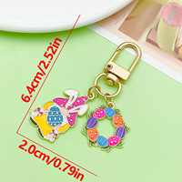 Porte-clés en alliage Lapin et Œuf de Pâques, finition émaillée, avec pendentif Panier de fleurs et carotte, breloque de sac, petit cadeau de Pâques