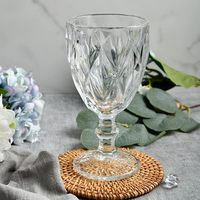 Gobelet à vin en verre sculpté vintage classique, durable, épais, moderne, pour usage hôtelier, 240/300 ml, sans pied, gravure losange, multicolore