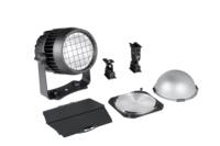Projecteur LED EPIC PAR IP65 étanche DMX512 RGBALC avec culot E27, anneau halo RGB et faisceau indépendants