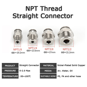 ZDVseal 1/8 1/2 SUS 304 Conector rápido Baja presión Vacío suave NPT Rosca Codo Acoplamiento de cobre para manguera de 10mm - Product Image 3