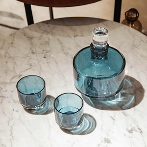 Juego de Vasos de Cristal Azul Tinta Ferland, Vasos Únicos Color Rojo Vino para Bodas - Product Image 1