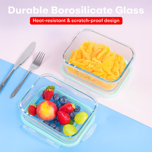 Contenants de stockage alimentaire en verre hermétiques avec couvercles en verre gris, pour micro-ondes, four, congélateur, anti-fuite - Product Image 3