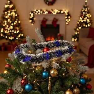Ruban décoratif de Noël personnalisé PK0003S en plastique, nœud bleu et blanc, simulation de vigne, pour fête, mariage, décoration de chambre, longueur 2-10m - Product Image 1