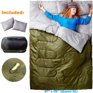 Saco de dormir impermeable para dos personas Saco de dormir doble <span class=keywords><strong>con</strong></span> 2 almohadas para acampar Senderismo Mochilero - Product Image 4