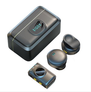 1-Drag 2-TX 30m Micrófono Lavalier inalámbrico Q8 Grabadora de audio Caja de carga Clip <span class=keywords><strong>Collar</strong></span> para cámara DSLR Omnidireccional Polar - Product Image 2