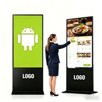 Affichage numérique LCD vertical sur pied pour la publicité, écran tactile Windows/Android de 32 à 75 pouces, utilisation en intérieur, CMS intégré