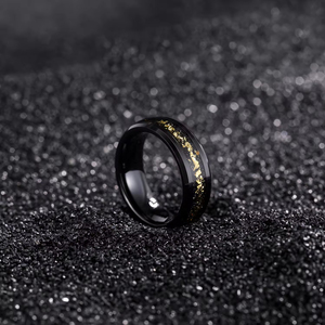 Anello in Carburo di Tungsteno Tempusort, Gioiello Classico Personalizzato, 8mm Comfort Fit, Placcato Oro Nero con Intarsio, per Matrimonio Uomo - Product Image 4