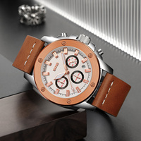 Jam Tangan Mewah Sporty Tahan Air Kaca Penunjuk 3BAR Tahan Air Desain Kronograf Paduan Logam Merek Terbaik Tali Kulit Quartz