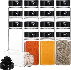 Vente en gros de contenants de 145 ml pour la cuisine, bocaux carrés en plastique pour épices et shakers, emballage de bouteilles à épices avec couvercle personnalisé - Product Image 1