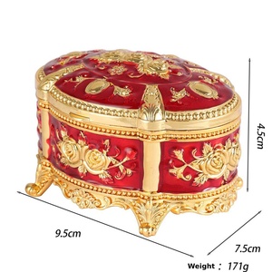 High-end Enamel Jewelry <b>Box</b> with Rose Pattern Creative Vintage Trinket <b>Box</b> Enameled Dresser Table Metal Oval Jewelry <b>Storage</b> <b>Box</b> - Product Image 5