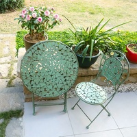 Ensemble de table et de chaises à café et à thé de style européen moderne, pliable, en fer PE, meubles d'extérieur pour balcon et jardin, 3 places