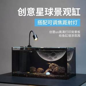 Filtro interior de acuario de vidrio ultra blanco pequeño todo en uno de gama alta estilo oscuro tanque de peces negro trasero escritorio tanque ecológico cuadrado - Product Image 5
