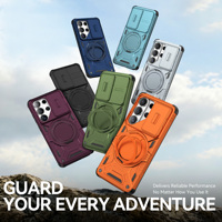 Étui de téléphone hybride antichoc avec support de voiture et cache-caméra coulissant pour Samsung S26 S25 S24 Ultra, accessoires mobiles pour Samsung A17 A27 A37 A57
