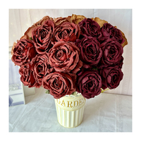 Vente en gros de fleurs artificielles de haute qualité pour la décoration de la maison de mariage rose fleur artificielle au toucher réel