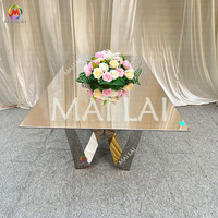 Table rectangulaire en acier inoxydable pour salle à manger, miroir argenté, Table de mariage pour événements, Banquet, meubles de luxe