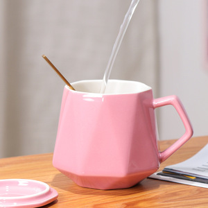 Nueva <span class=keywords><strong>Taza</strong></span> de Café de Cerámica con Forma de Diamante y Logotipo Personalizado Estilo Nórdico, con Cuchara y Caja de Regalo - Product Image 4
