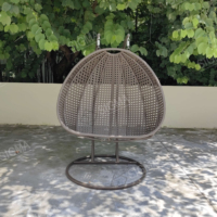 2025 Sigma moderne meubles de jardin confortable cadre en aluminium osier suspendu Double places oeuf balançoire chaise