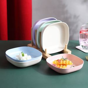 <b>Set</b> of 5 Unbreakable and Reusable Wheat Straw Bpa Free Plastic Dinner Plates <b>Microwave</b>/dishwasher Safe - Product Image 3