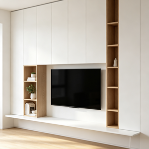 ตู้วางทีวีติดผนังแบบโมเดิร์น ชั้นวางของไม้สำหรับห้องนั่งเล่น - Product Image 1