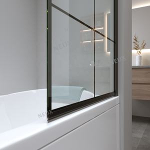 Grille noire Offre Spéciale facile à nettoyer panneau de verre unique charnière à pivot écran de douche écran de <span class=keywords><strong>baignoire</strong></span> - Product Image 3