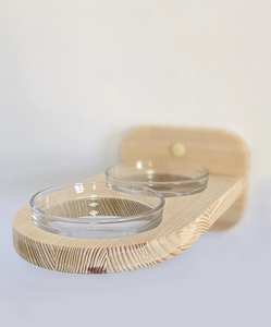 Cuenco de agua de madera de doble propósito Alimentador montado en la pared Diseño a prueba de derrames Color natural Forma redondeada Viaje Uso al aire libre - Product Image 3