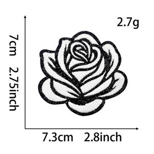 New DIY Accessories Iron on Multi-color Flower <b>Glitter</b> Rose Fabric Patches for Clothing Bag Hair Decoration - Product Image 5