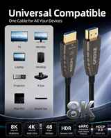 Câble HDMI2.1 en fibre optique AOC pour étendre le signal vidéo 8K pour l'installation de téléviseurs muraux et de projecteurs