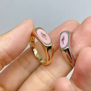 Cincin mode baru 2023 cincin minyak merah muda Saturn untuk wanita perhiasan cincin manis berlapis emas