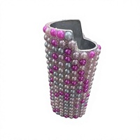 Étui de protection pour briquet, incrusté de perles et de strass, fait main, luxueux, avec coque extérieure en cristal et perles